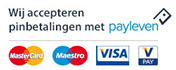 Pinbetalingen met Payleven. Mastercard, Meastro, Visa en V-Pay wordt er geaccepteerd.
